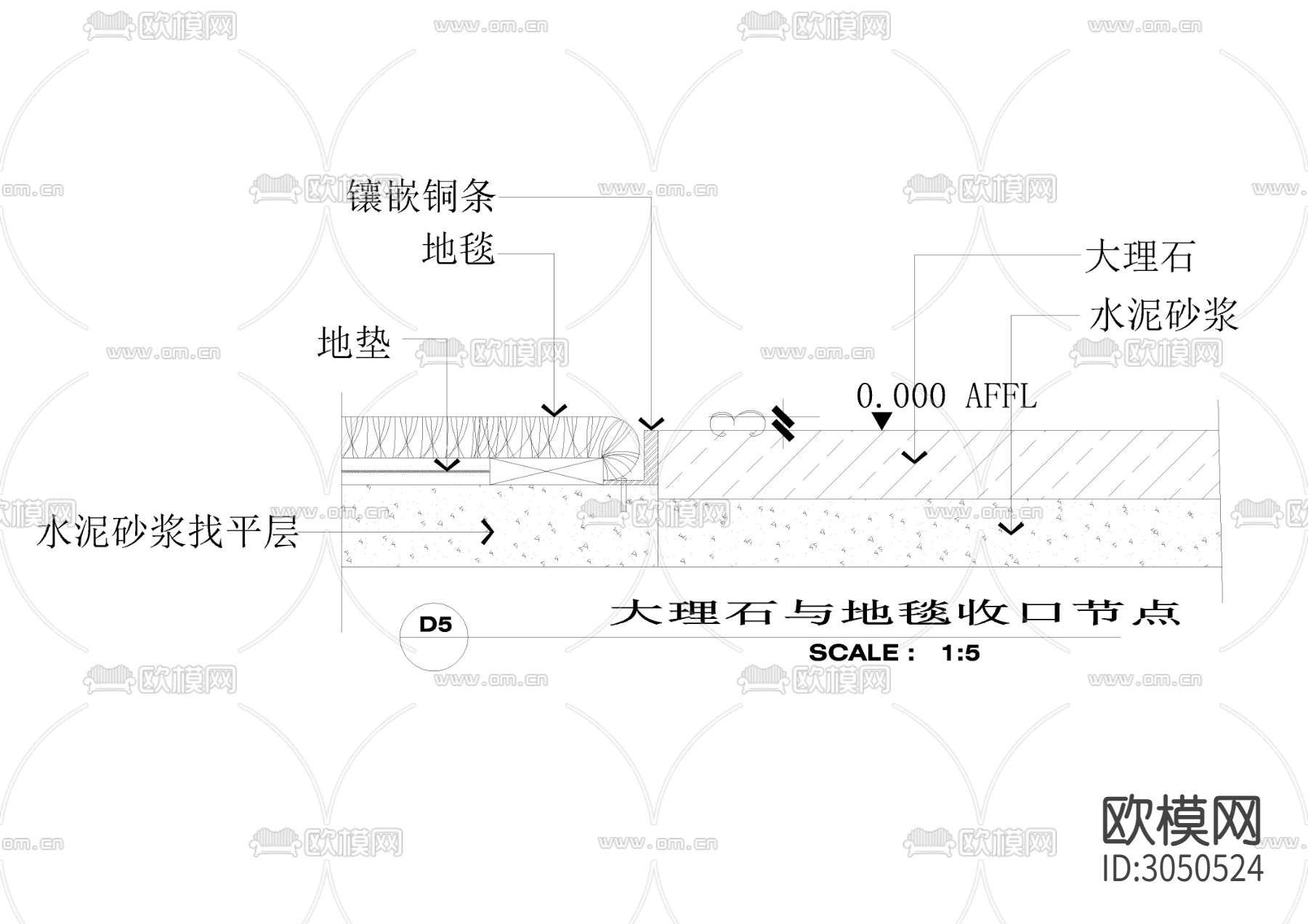 61套大理石 收口 干挂 石材cad大样图下载（渲染图3）
