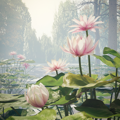  荷花睡莲su模型 