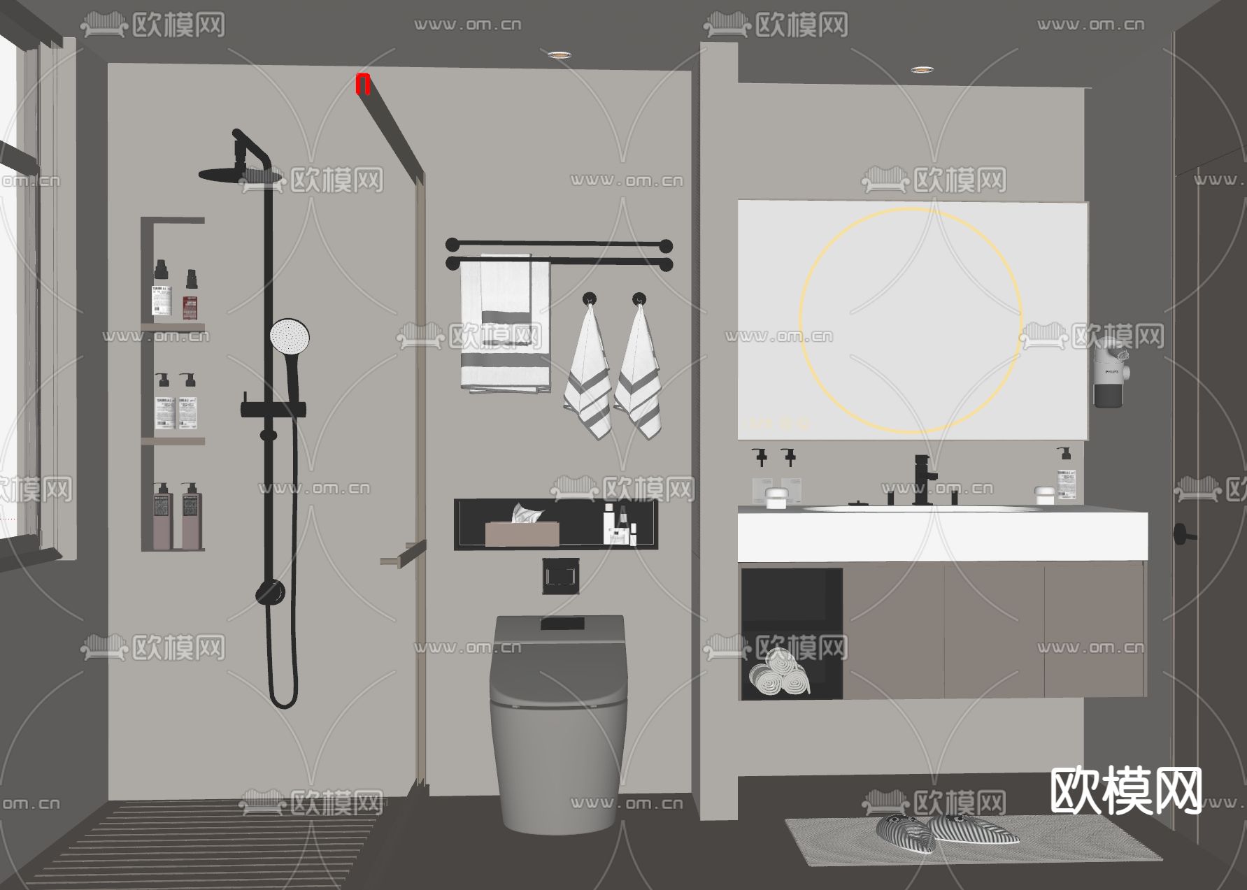 现代卫生间 浴室su模型下载（渲染图1）