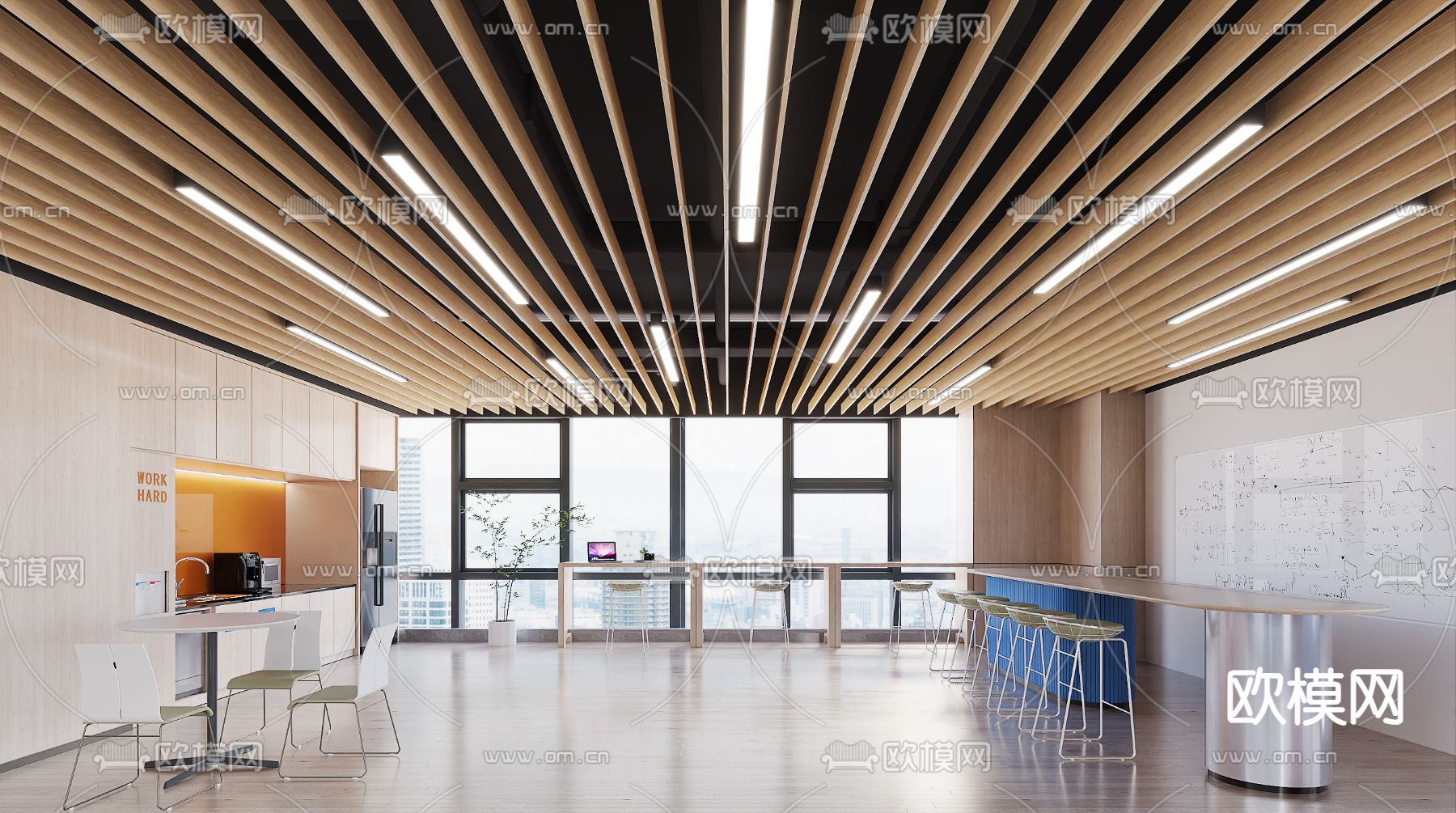 现代茶水间su模型下载（渲染图2）