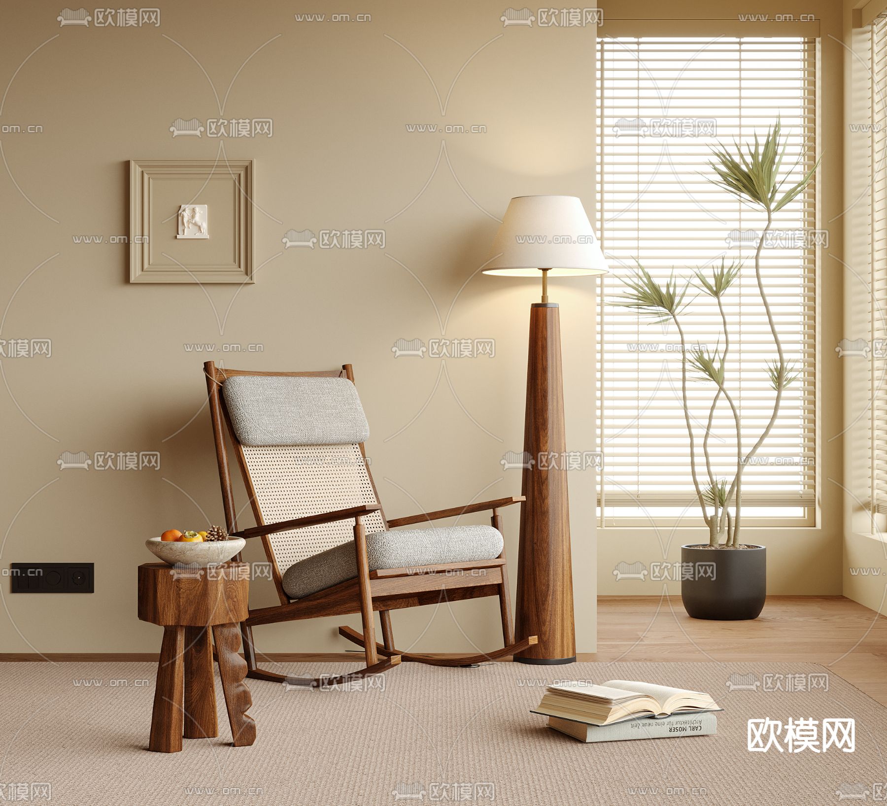 中古风户外椅 摇椅 阳台椅3d模型下载