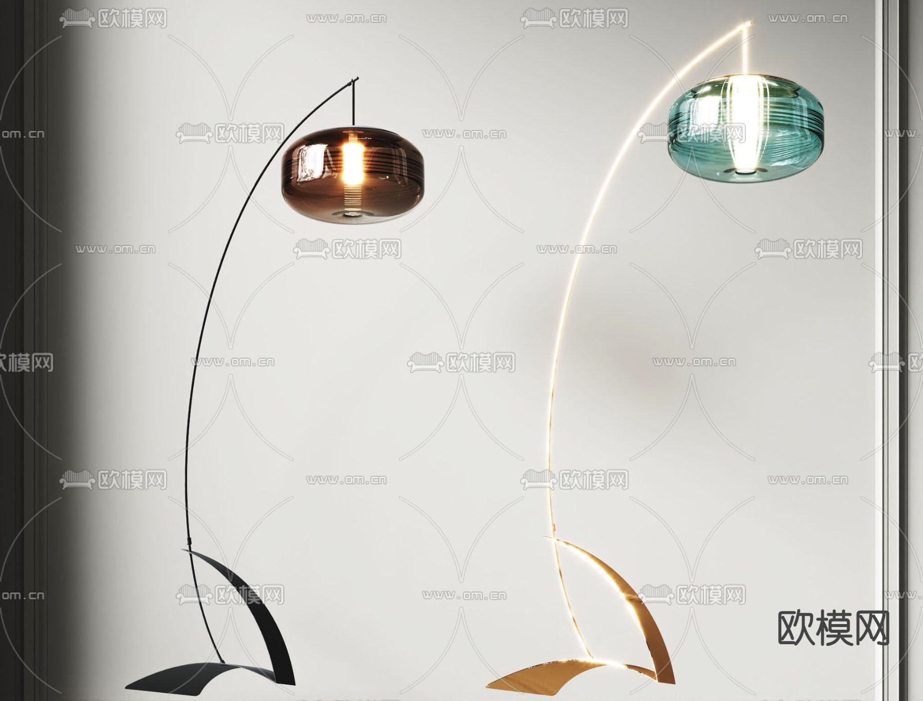 轻奢落地灯 钓鱼灯3d模型下载