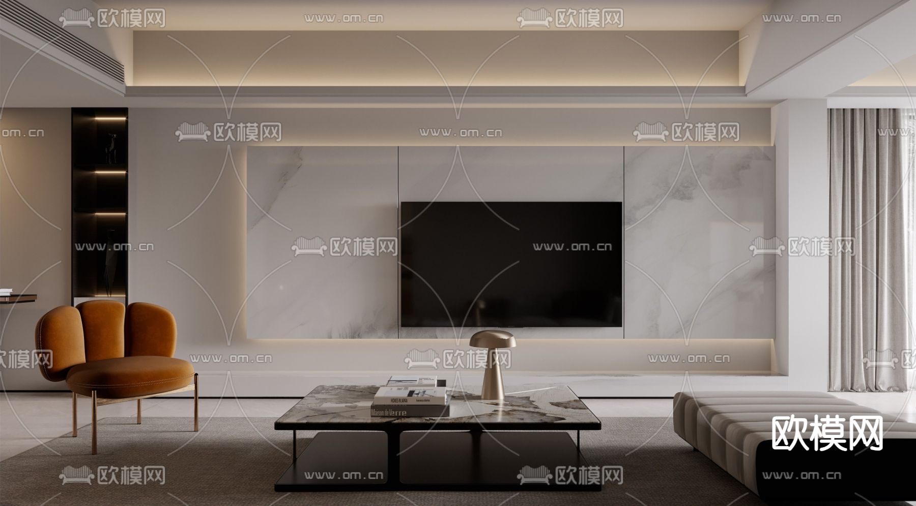 现代客餐厅3d模型下载（渲染图2）