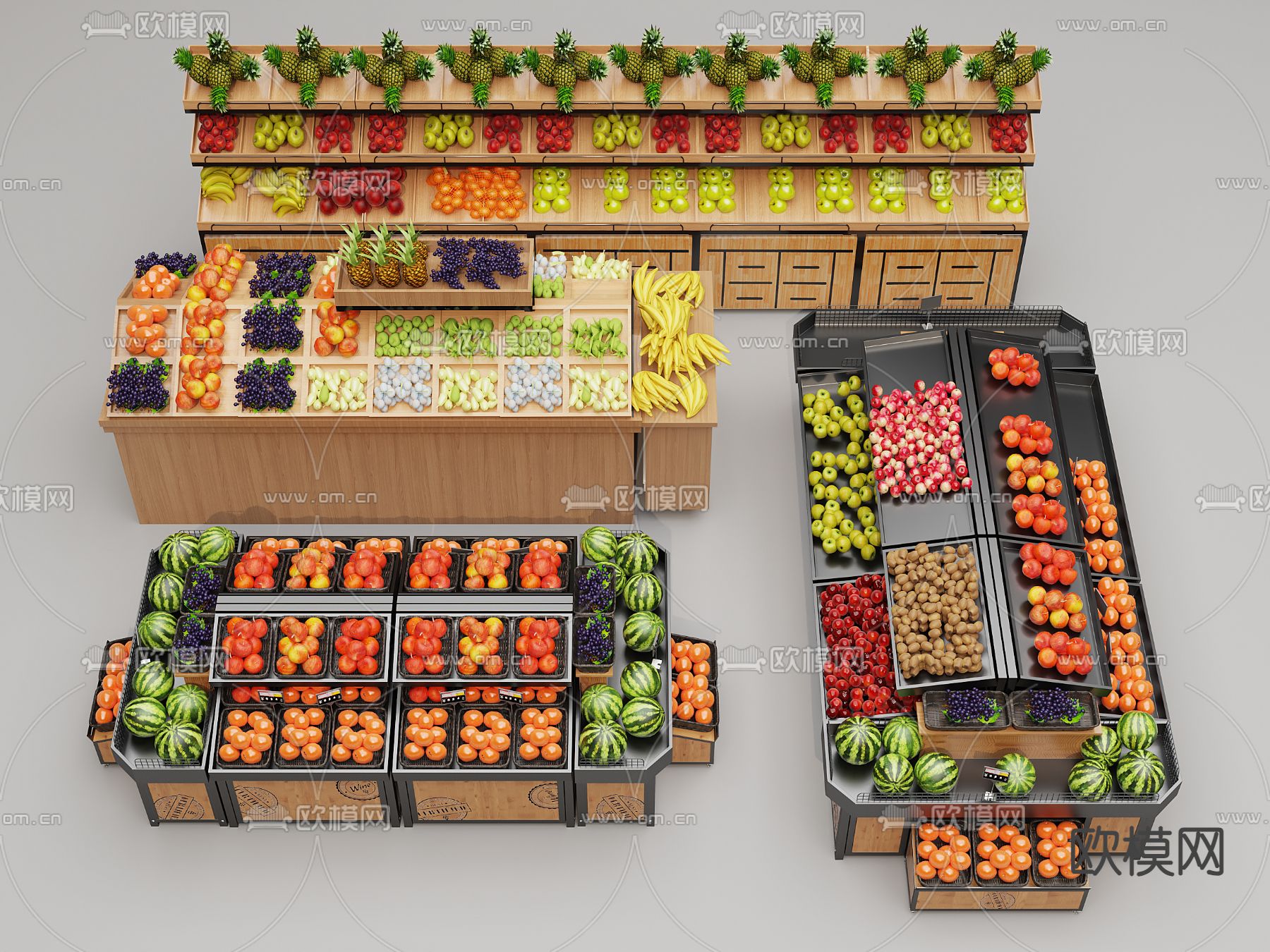 水果店货架 展柜 展架3d模型下载
