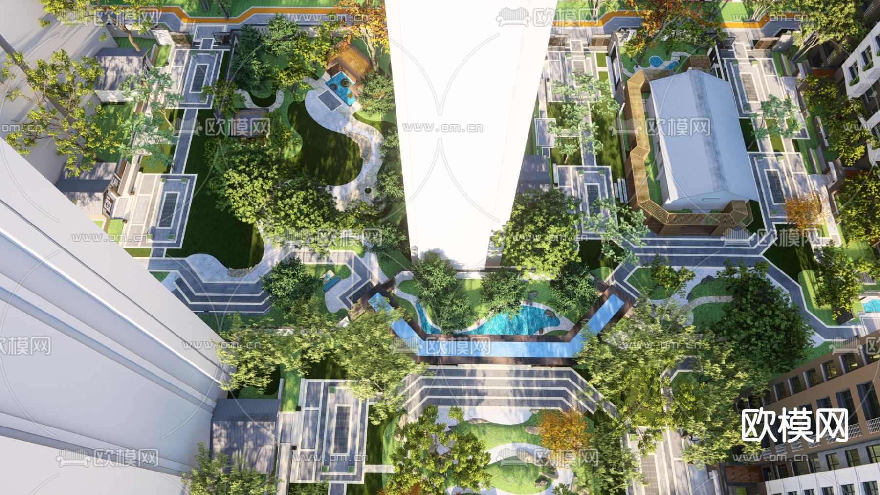 现代商业景观su模型下载（渲染图3）