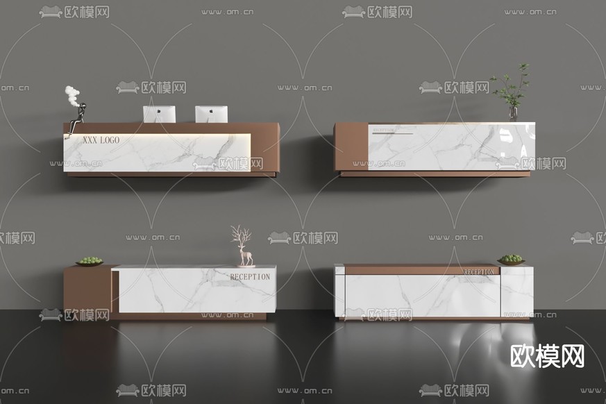 现代前台 接待台 服务台3d模型下载