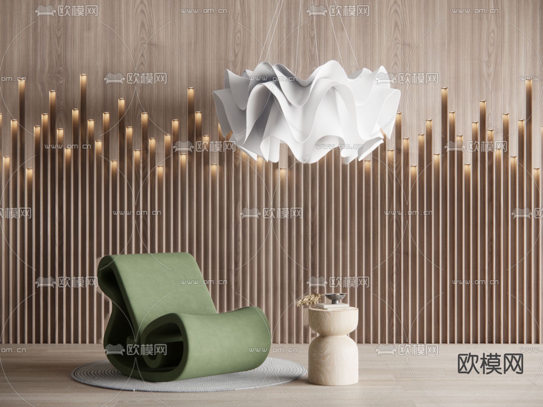 单人沙发su模型下载（渲染图2）