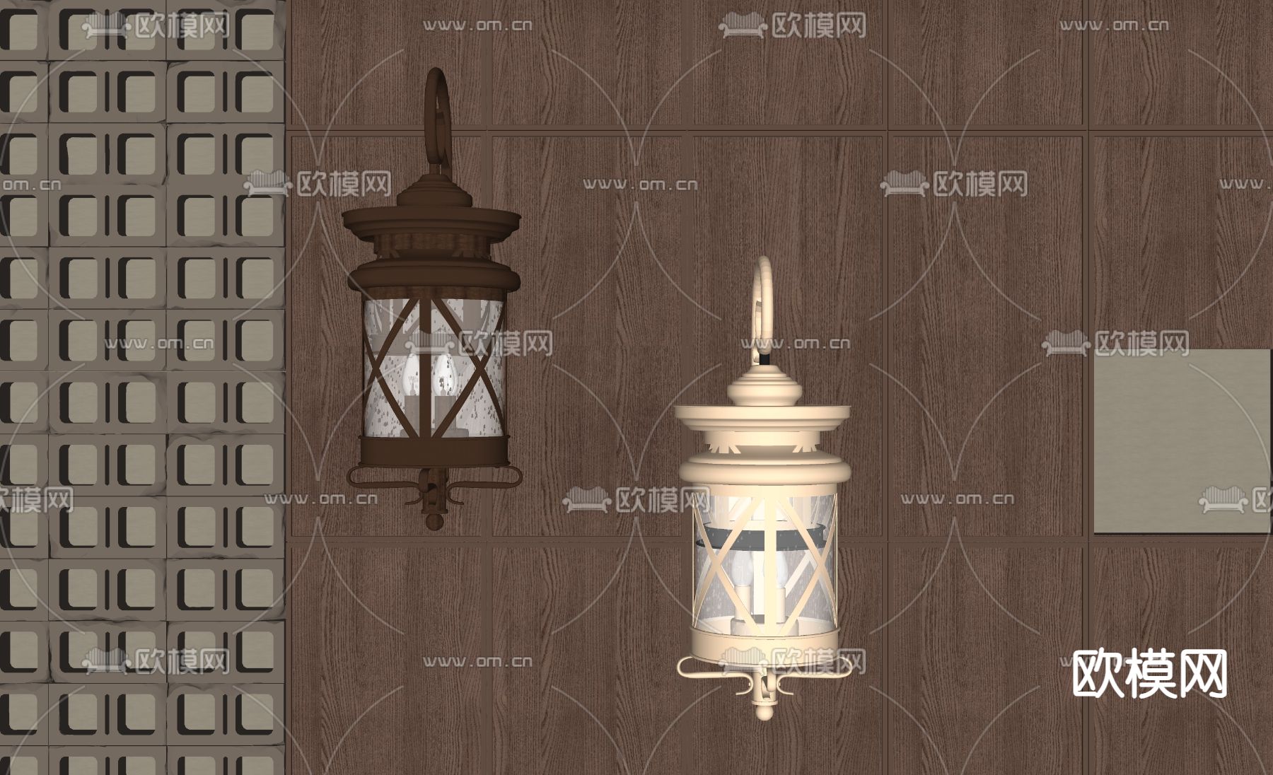 美式壁灯su模型下载（渲染图1）