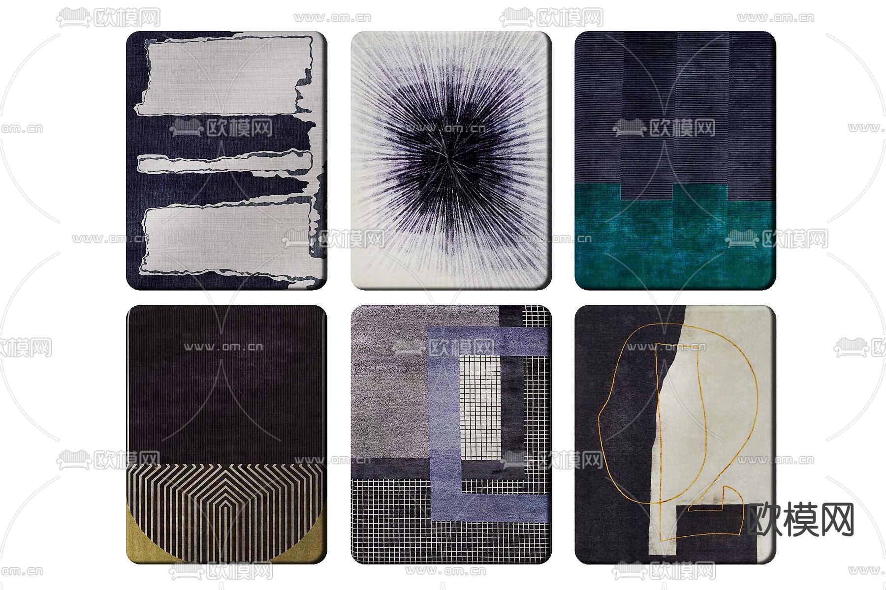 现代地毯 方毯3d模型下载