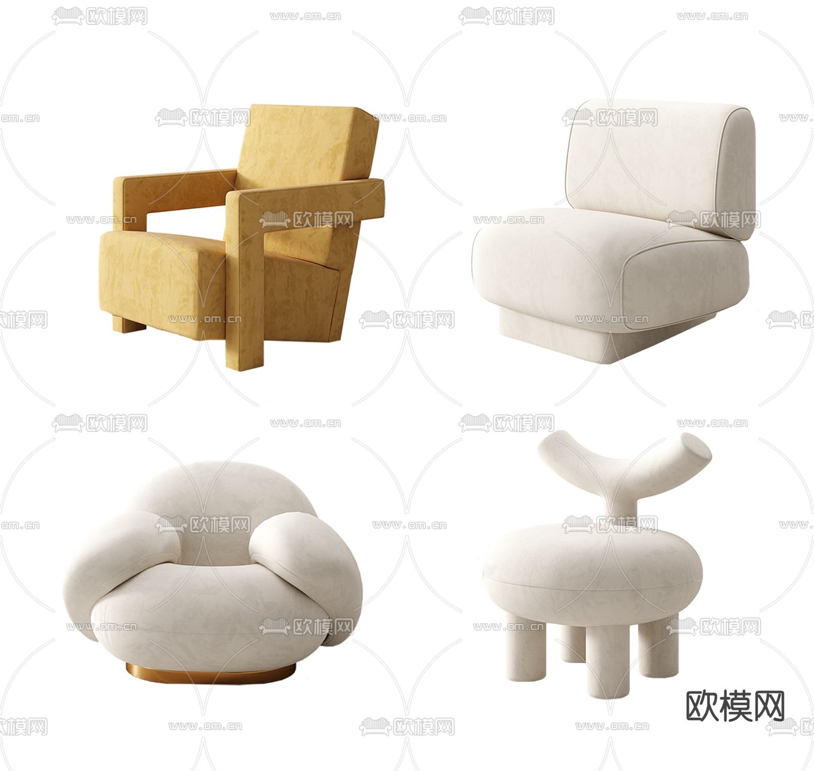 现代单人沙发su模型下载（渲染图2）