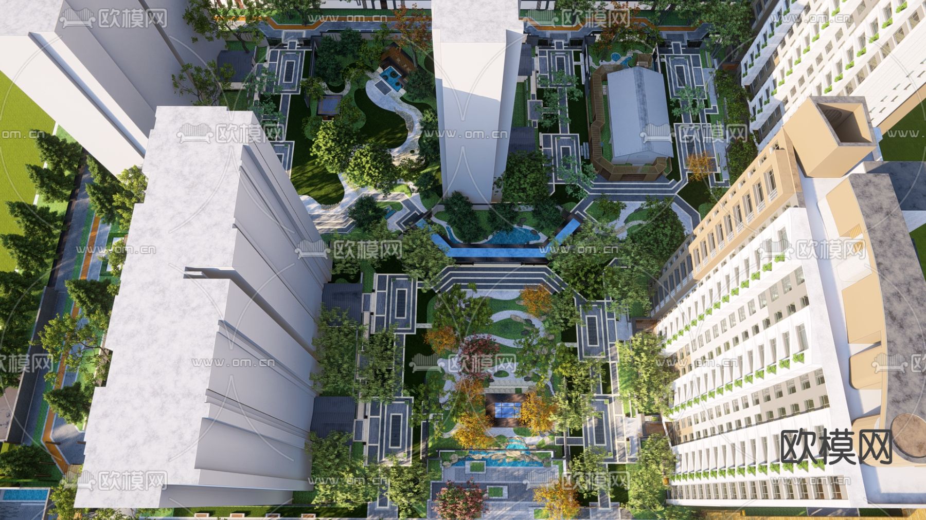 现代商业景观su模型下载（渲染图4）