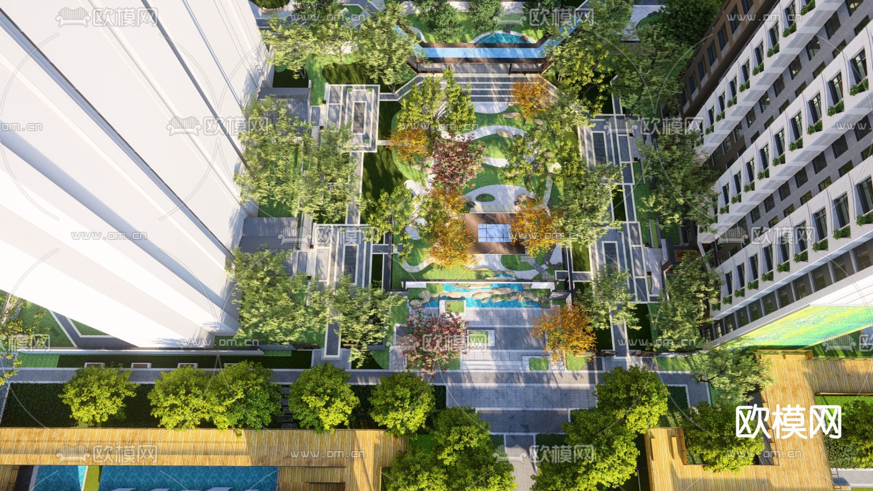 现代商业景观su模型下载（渲染图2）