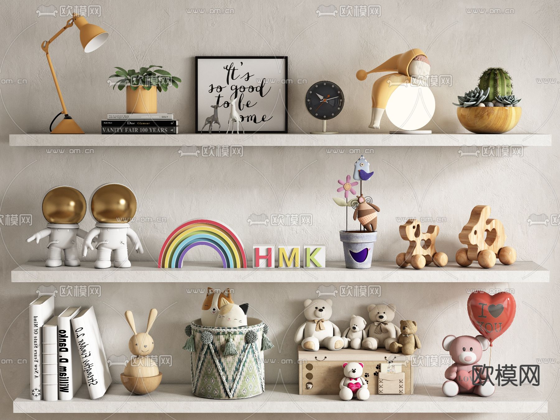 儿童摆件 阅读灯 玩偶 挂画 卡通雕塑3d模型下载