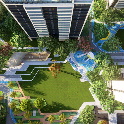  现代小区鸟瞰su模型 