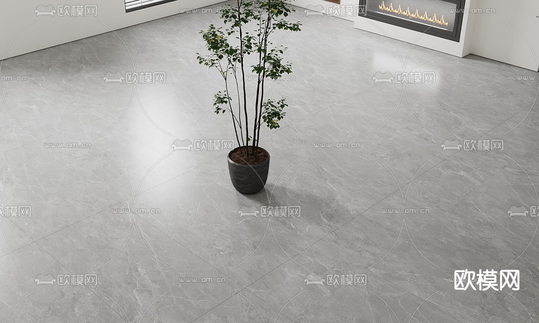 浅灰色地砖 大理石地面su模型下载（渲染图2）