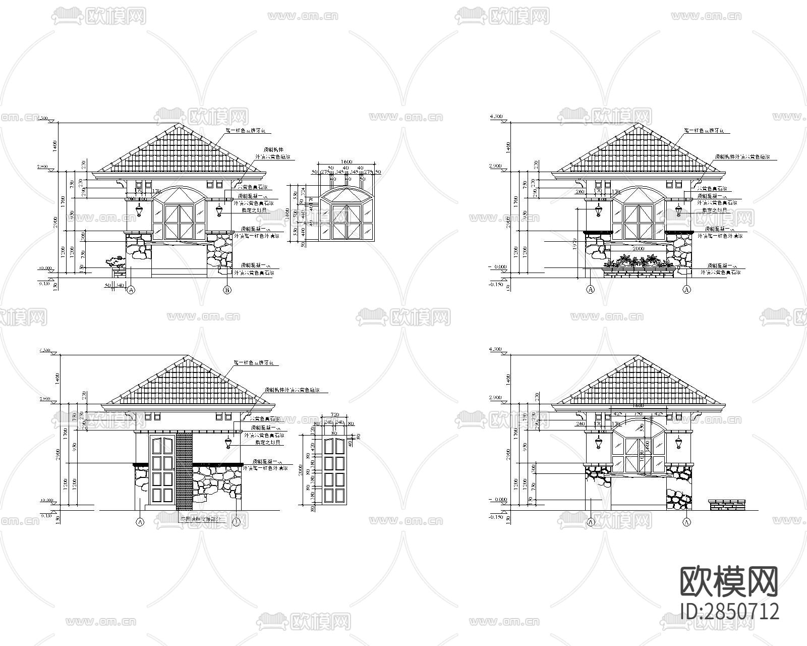 142套休息凉亭CAD施工图下载（渲染图2）