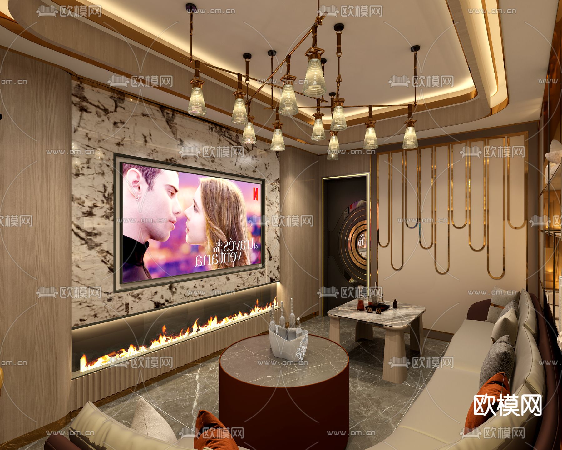 轻奢KTV包厢 夜总会 酒吧3d模型下载（渲染图4）