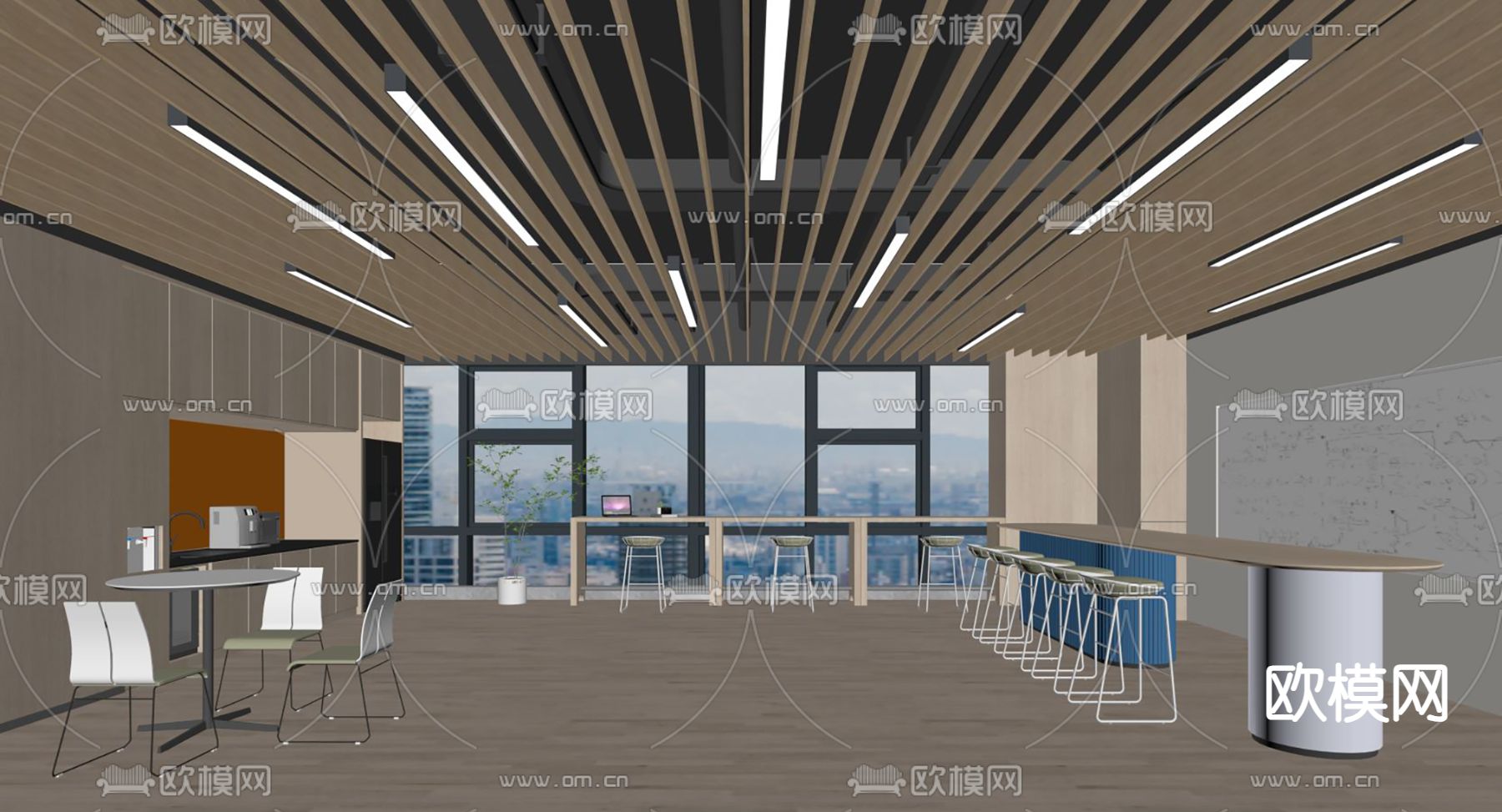 现代茶水间su模型下载（渲染图1）