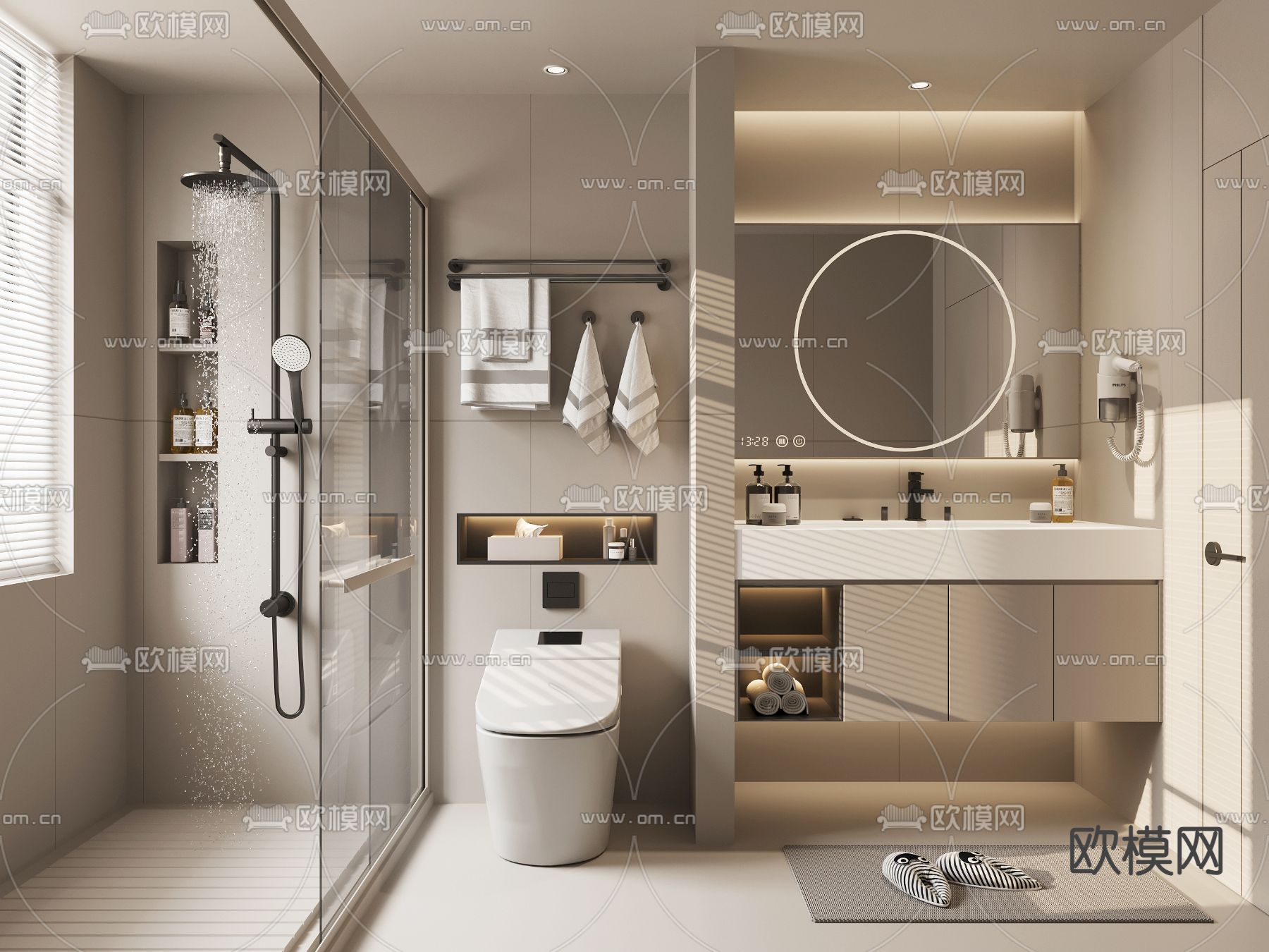 现代卫生间 浴室su模型下载（渲染图2）