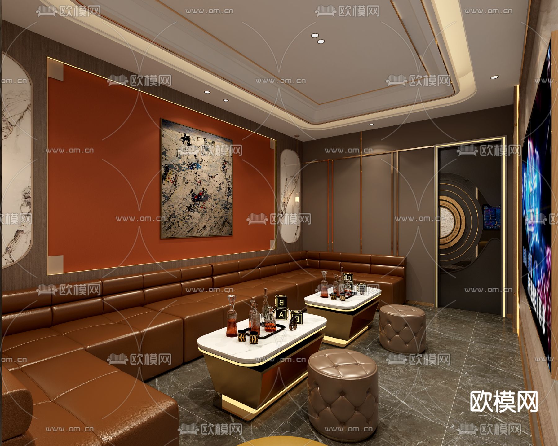 轻奢KTV包厢 夜总会 酒吧3d模型下载（渲染图2）