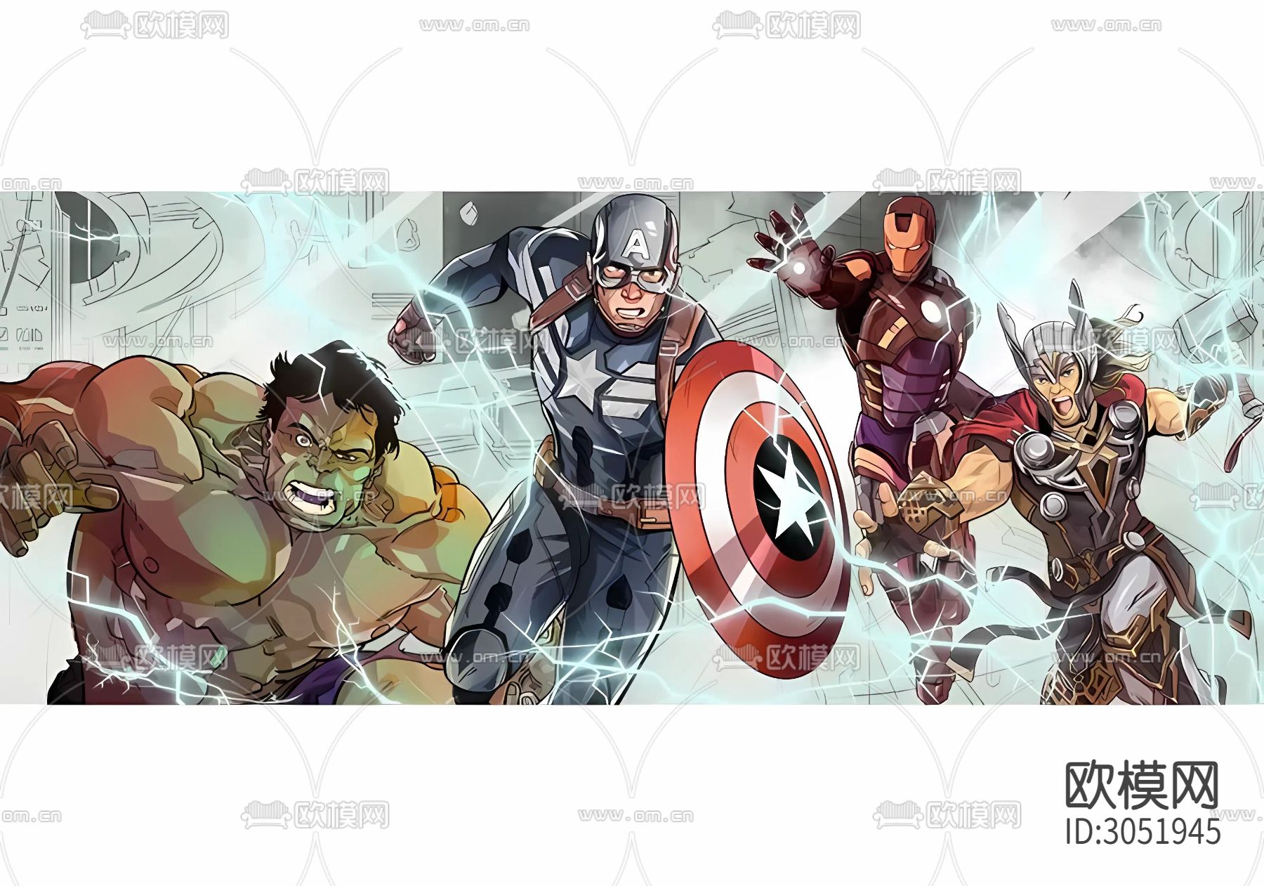 3d漫画卡通漫威墙纸 儿童房卧室墙布 复仇者联盟壁纸贴图下载