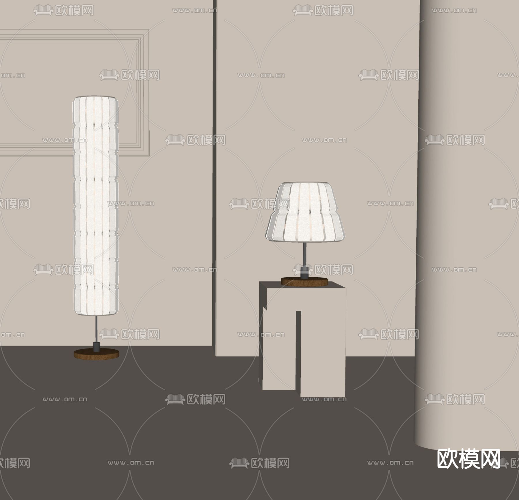 现代落地灯 台灯su模型下载（渲染图1）