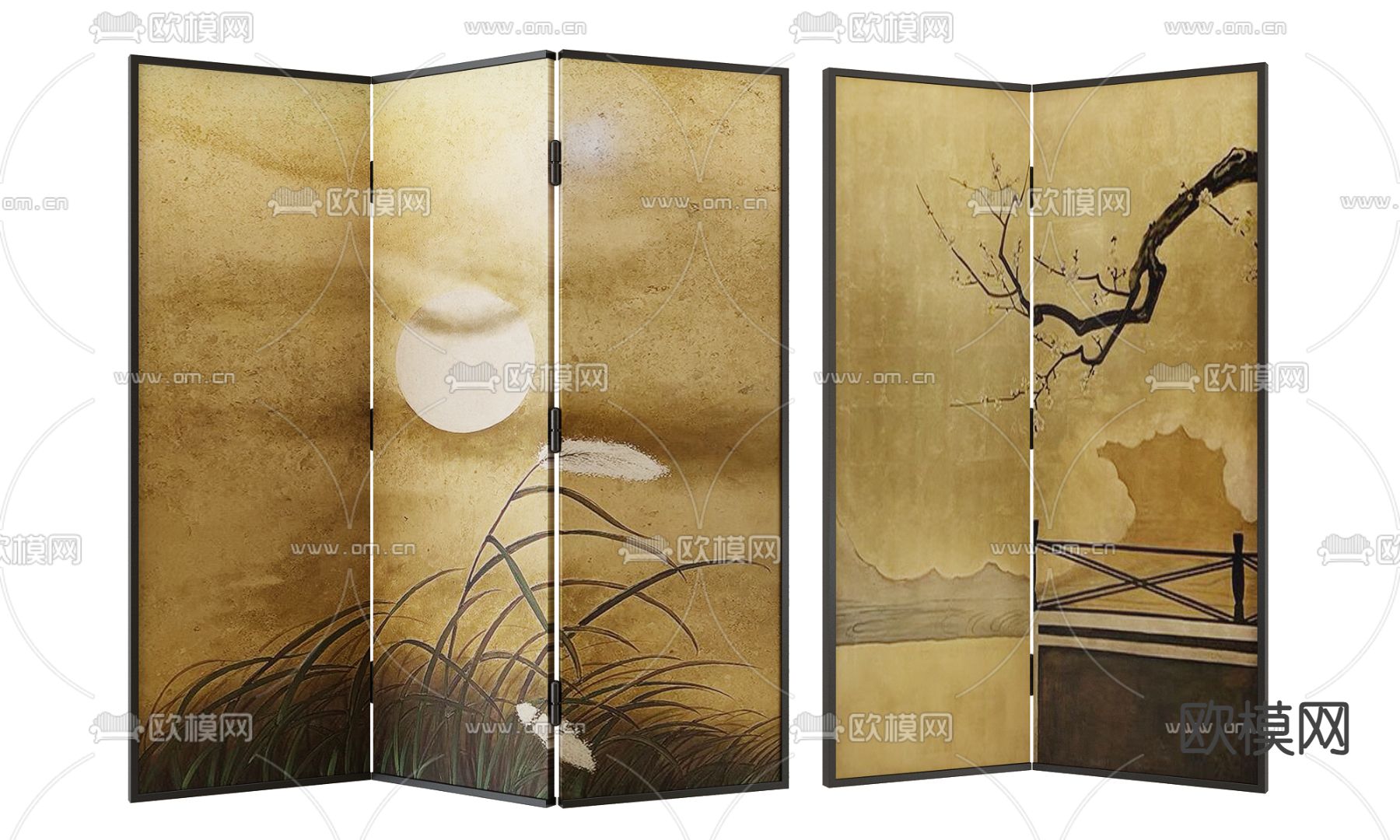 新中式屏风 隔断3d模型下载