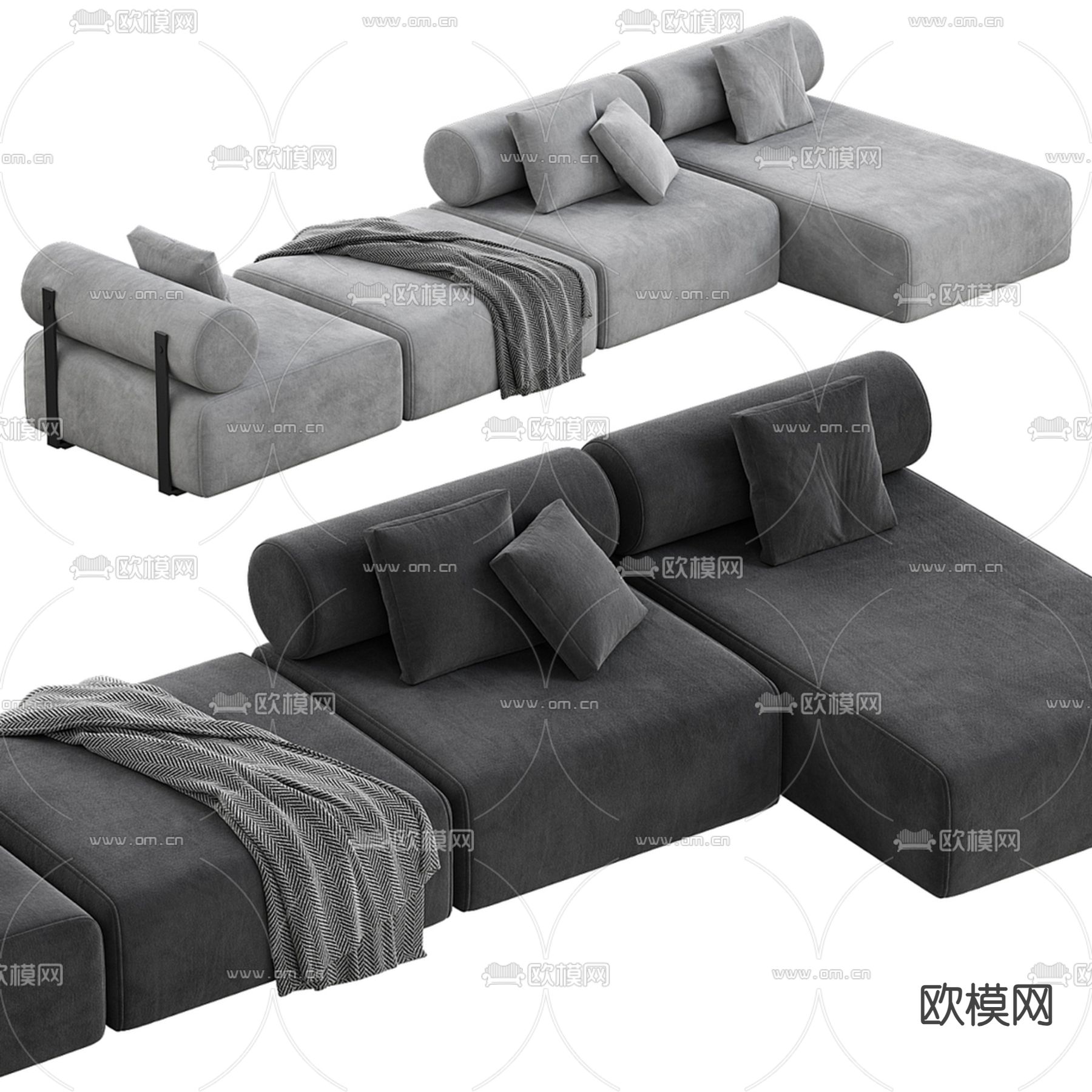 多人沙发 拐角沙发3d模型下载