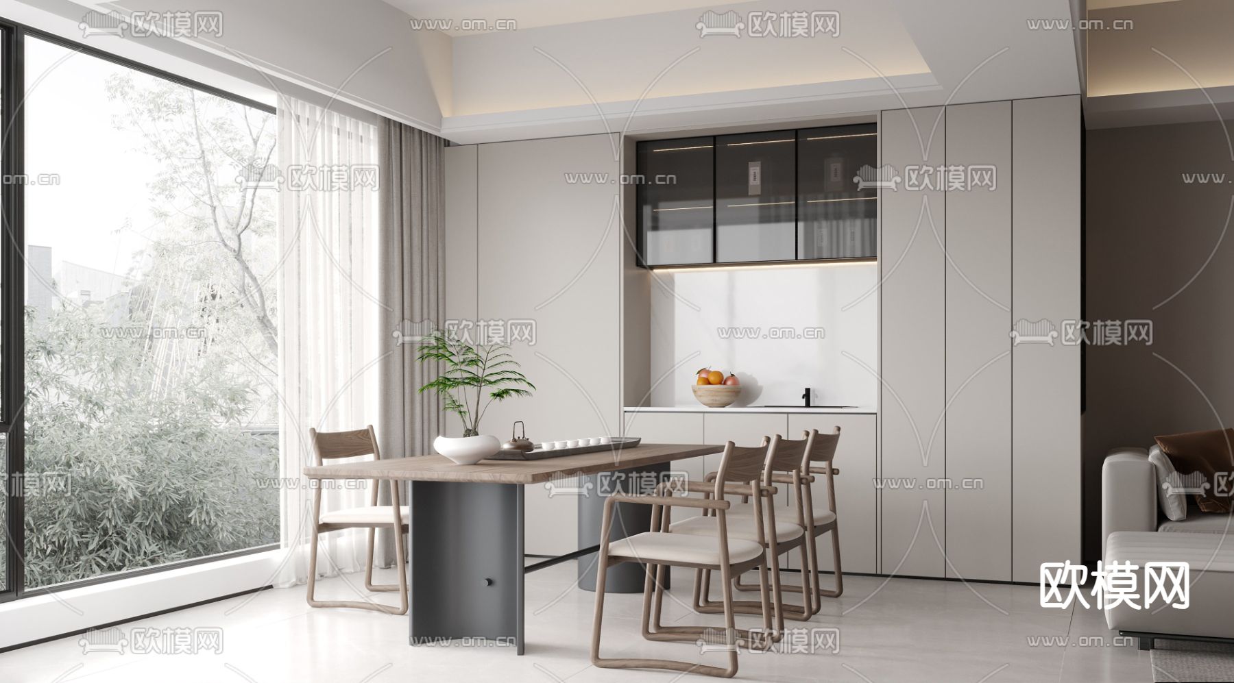 现代客餐厅3d模型下载（渲染图5）