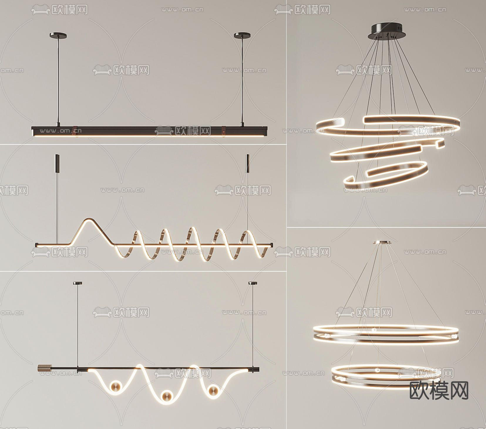 现代吊灯su模型下载（渲染图2）
