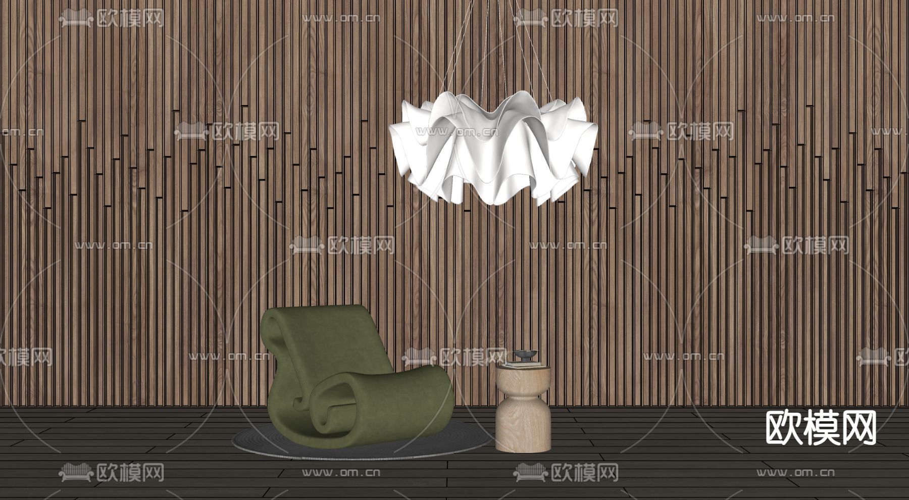 单人沙发su模型下载（渲染图1）