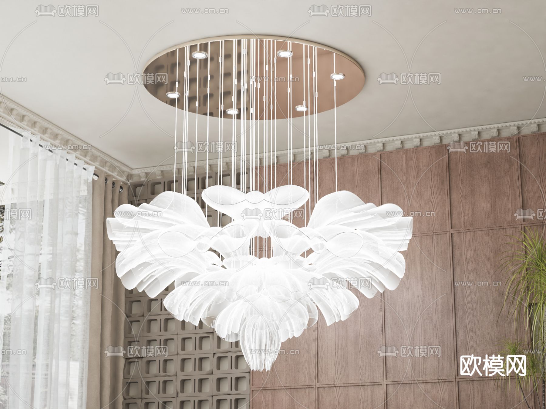 简欧吊灯su模型下载（渲染图2）