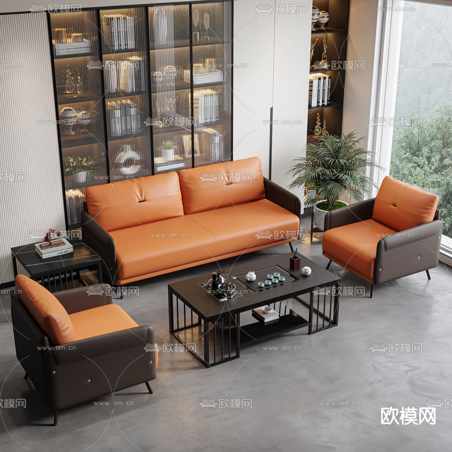 办公沙发 组合沙发3d模型下载