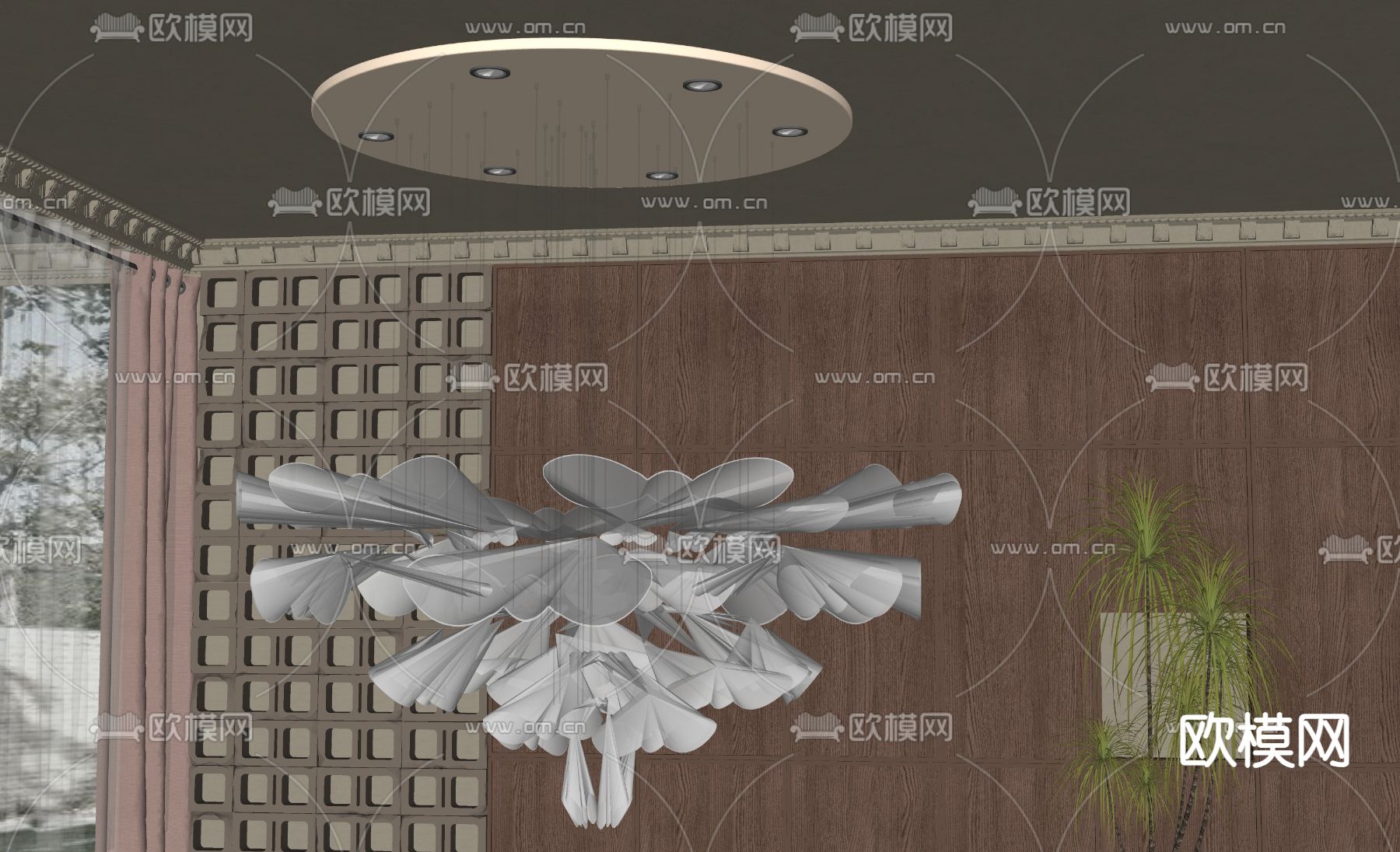 简欧吊灯su模型下载（渲染图1）