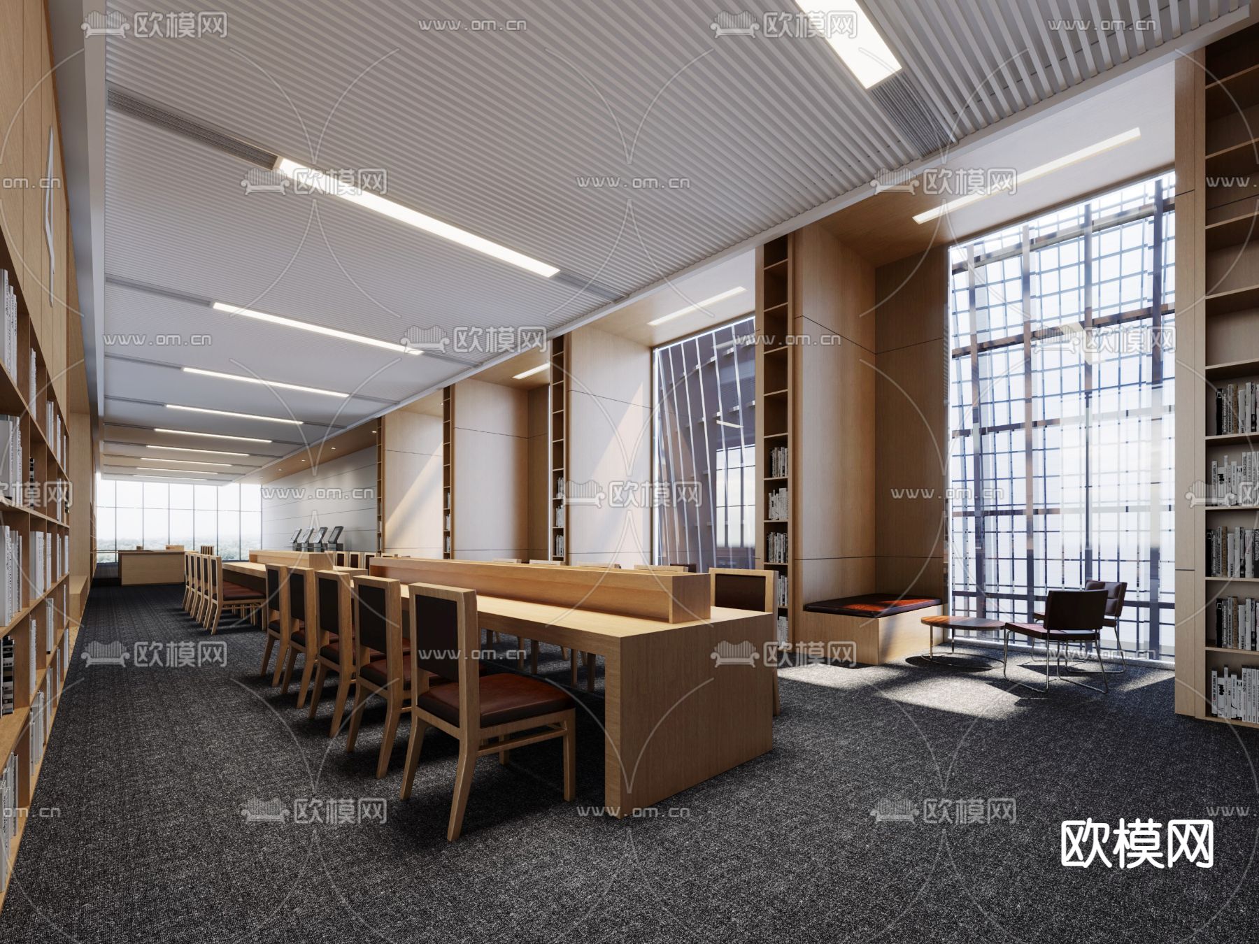 图书馆阅读区su模型下载（渲染图2）