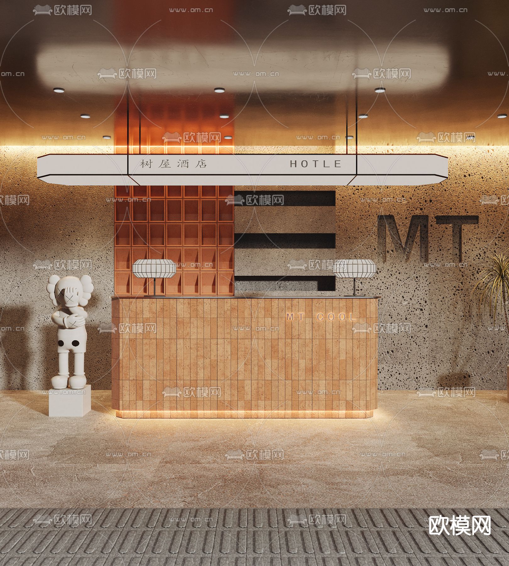 酒店前台 接待台 收银台3d模型下载