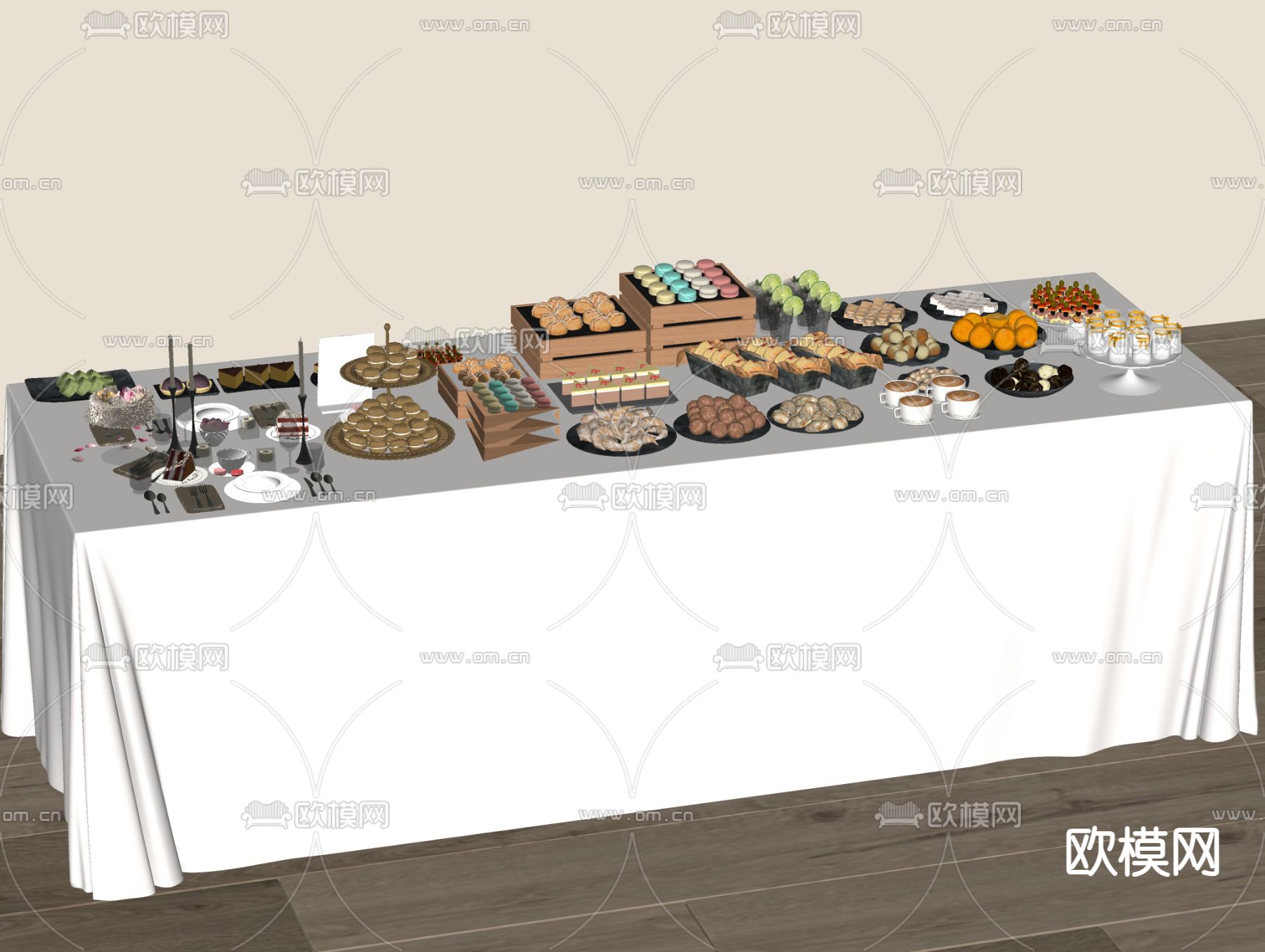 甜品 糕点 下午茶 面包su模型下载（渲染图1）