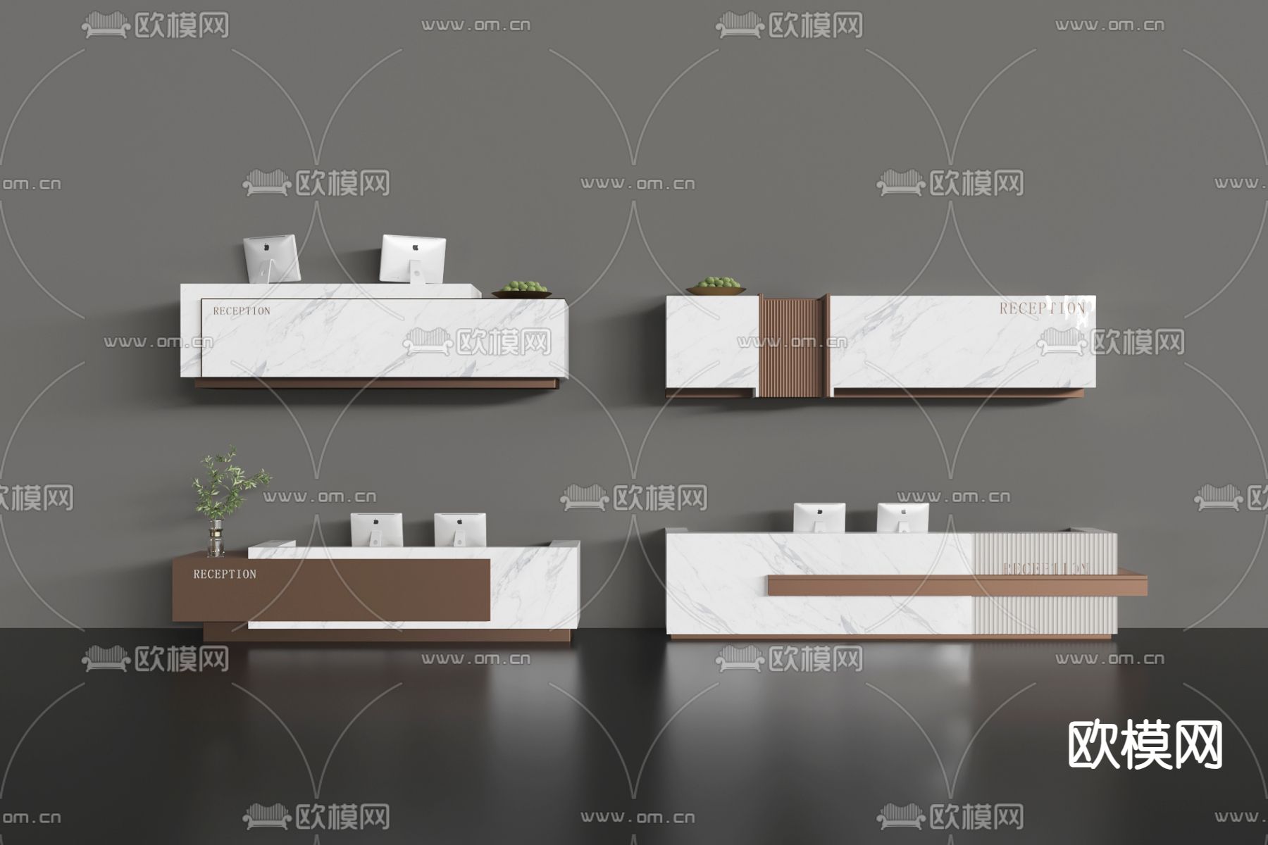 现代前台 接待台 服务台3d模型下载