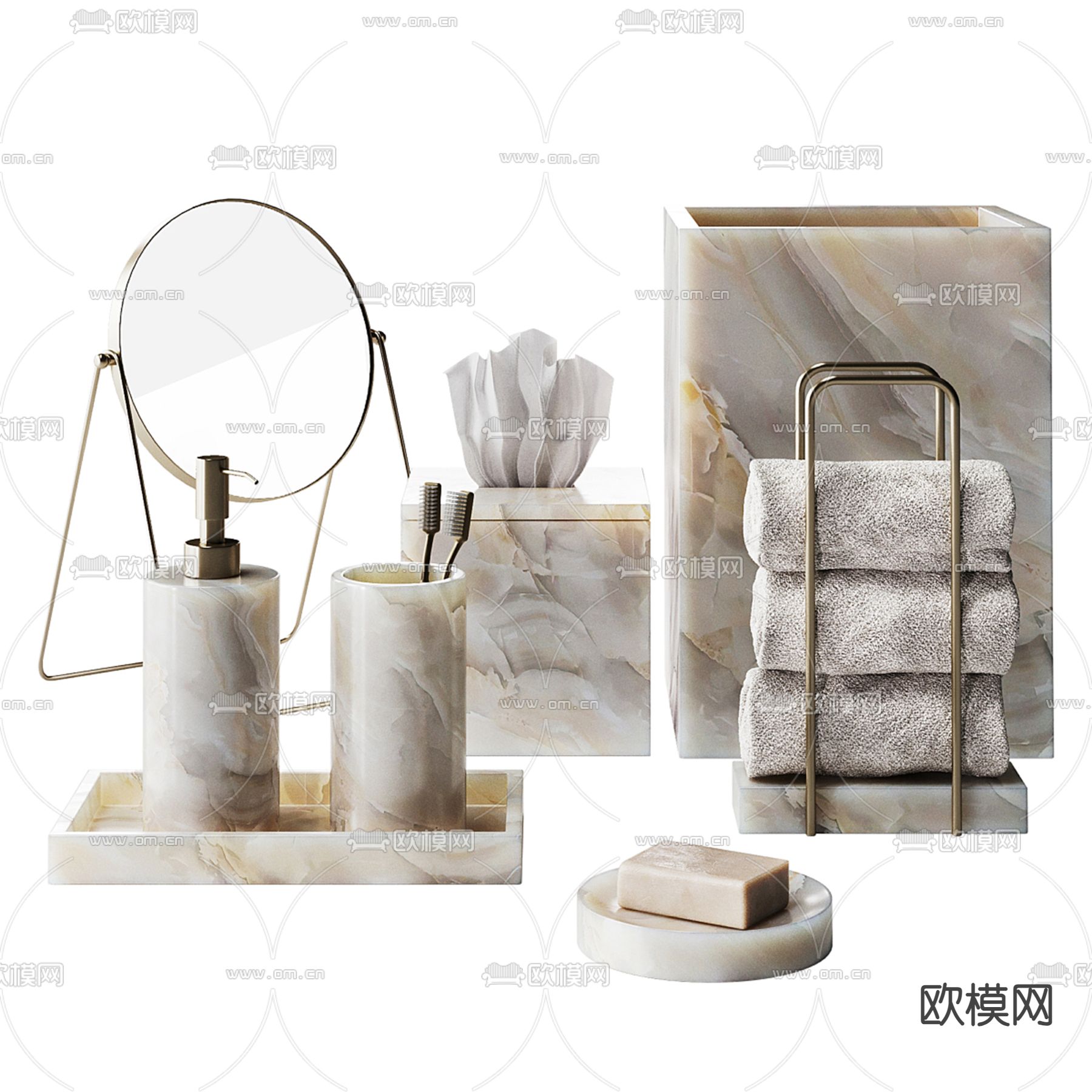 卫浴摆件 洗漱用品 毛巾3d模型下载