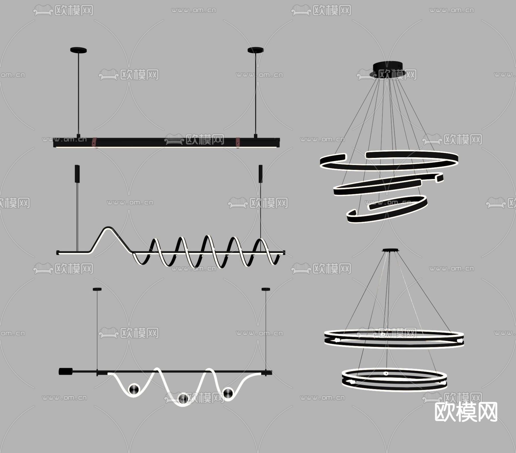 现代吊灯su模型下载（渲染图1）