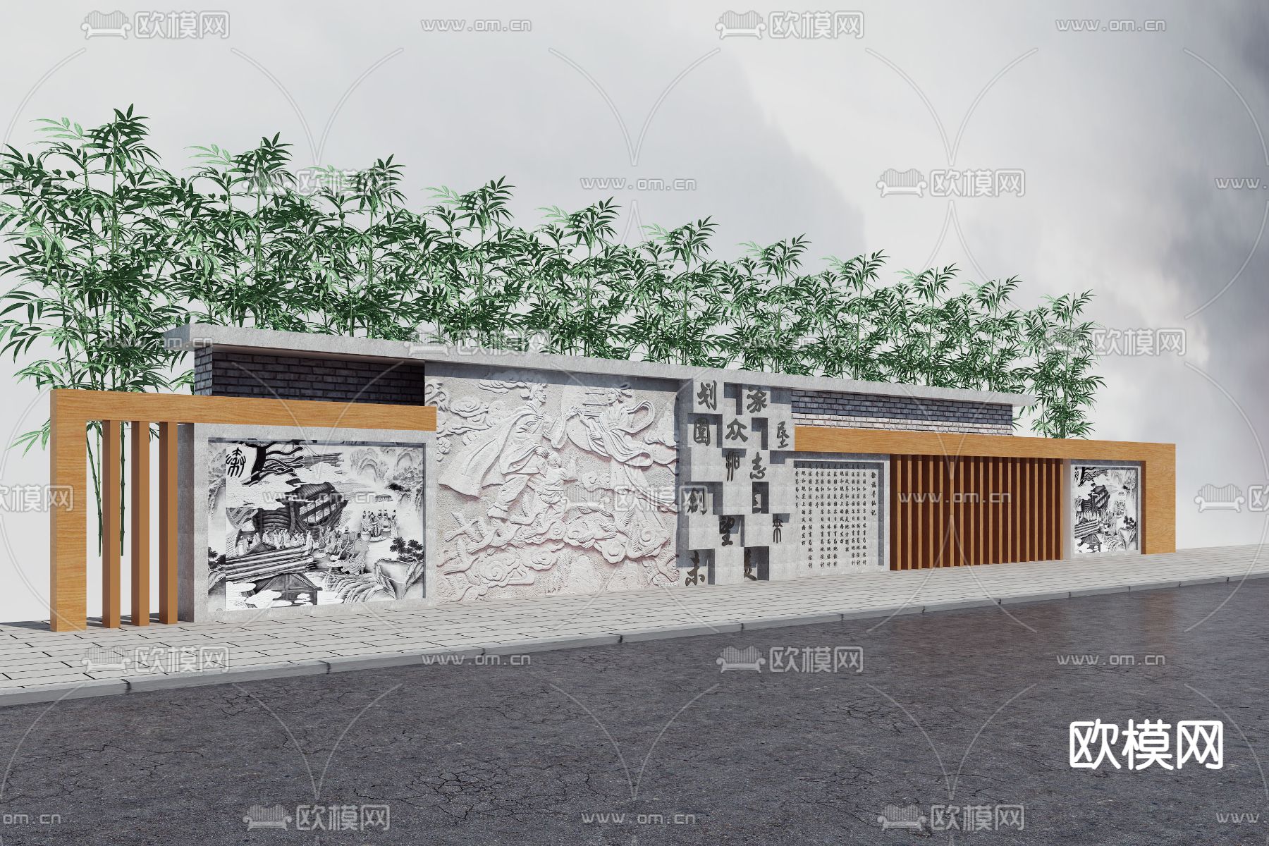 革命人物景墙 浮雕围墙3d模型下载