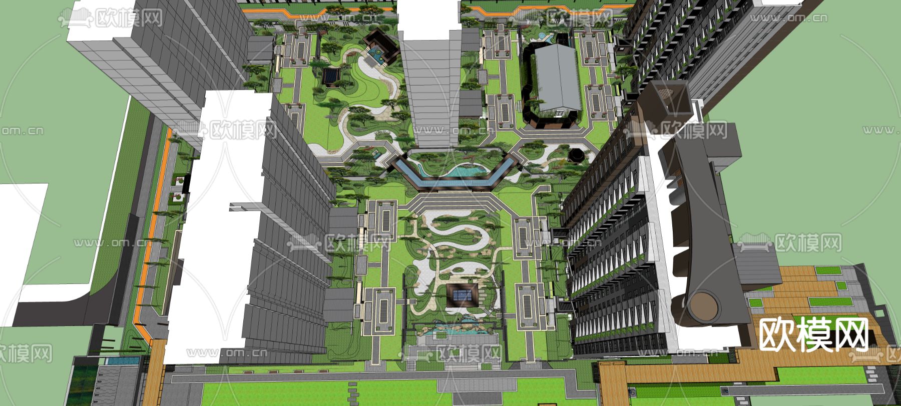 现代商业景观su模型下载（渲染图1）