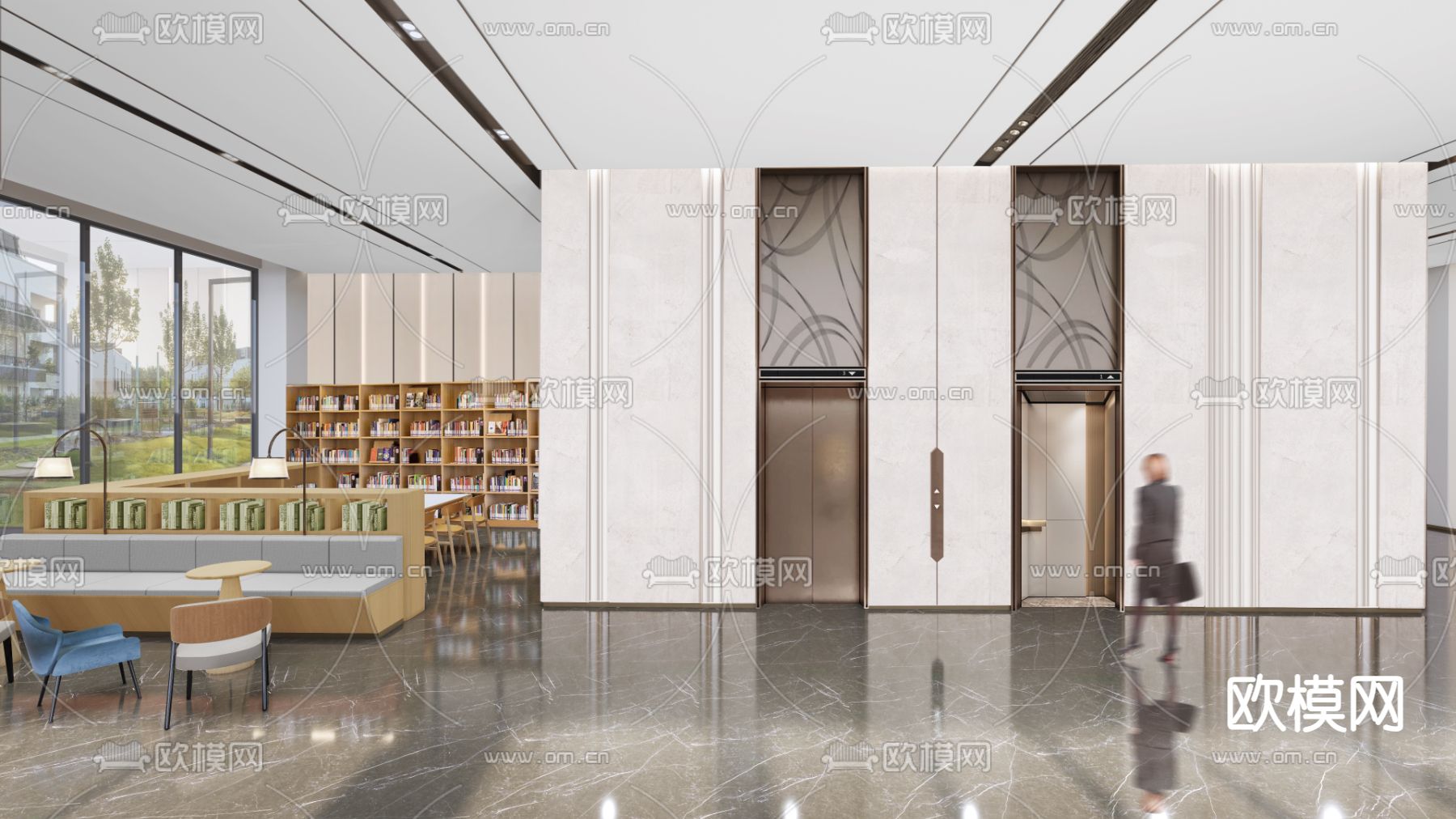 公寓楼门厅su模型下载（渲染图2）