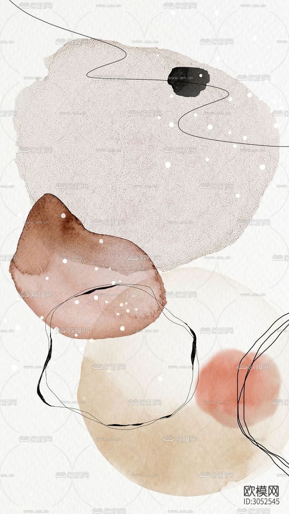 抽象挂画 艺术画 装饰画贴图下载（渲染图8）