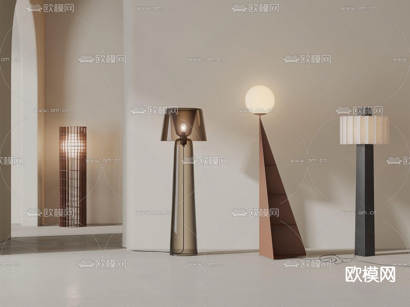 侘寂风落地灯su模型下载（渲染图2）