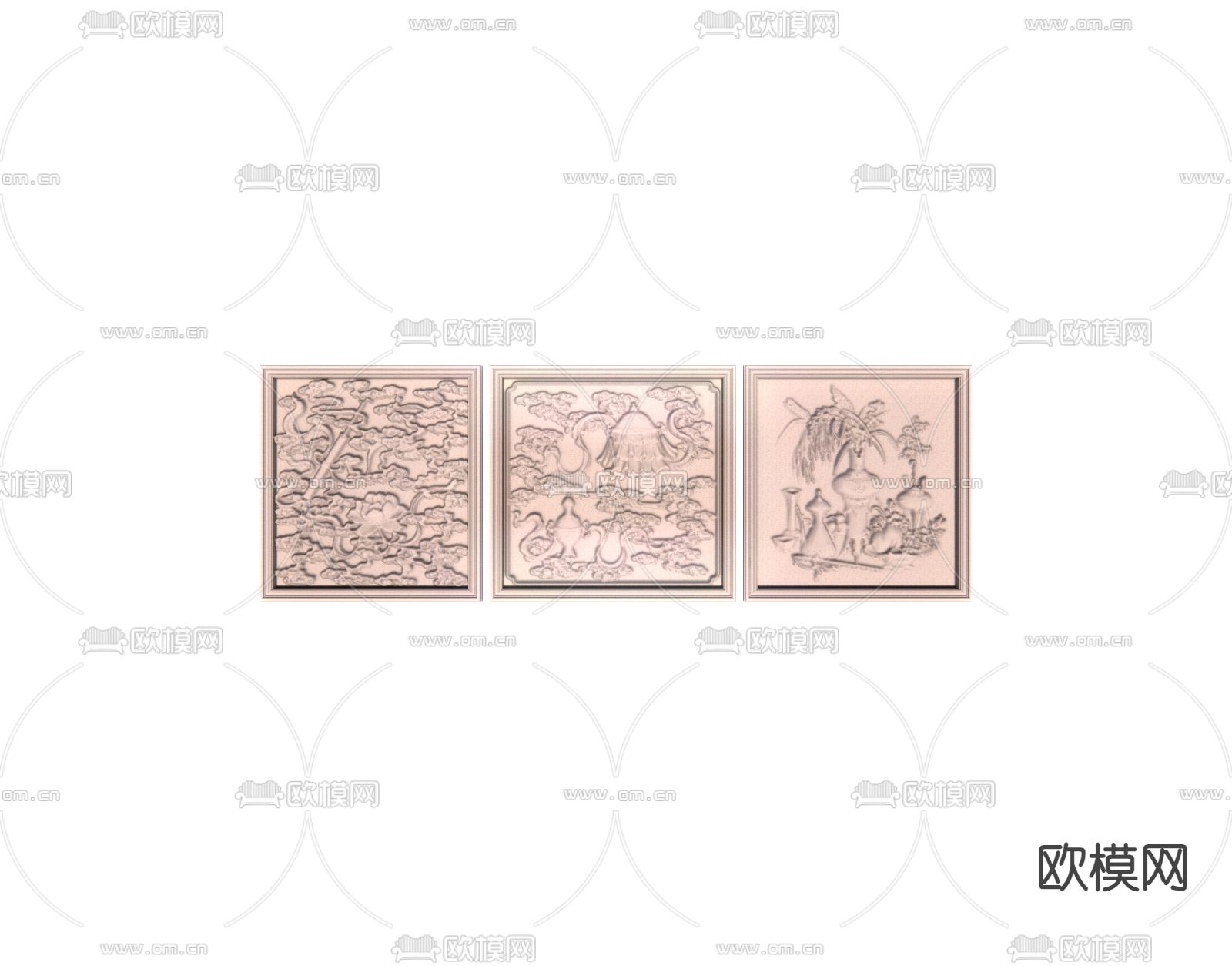 中式浮雕 石材浮雕 浮雕画 雕花su模型下载
