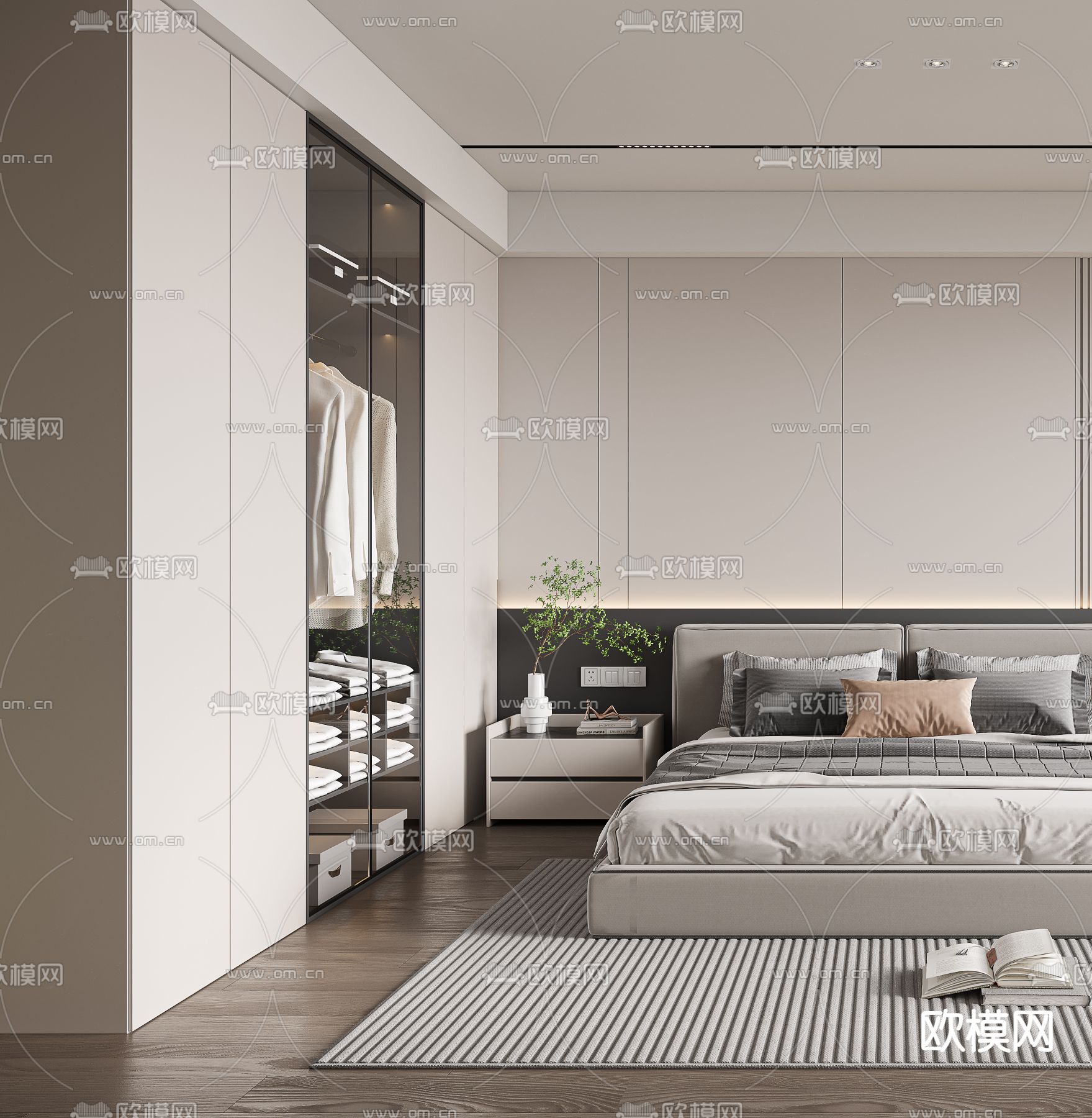 现代卧室 主人房3d模型下载（渲染图3）