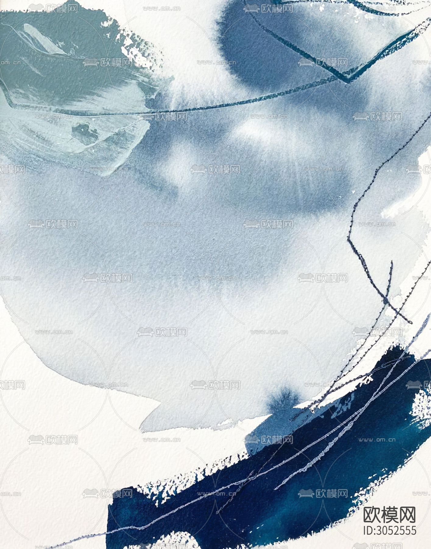 抽象挂画 植物画 海浪画贴图下载（渲染图9）