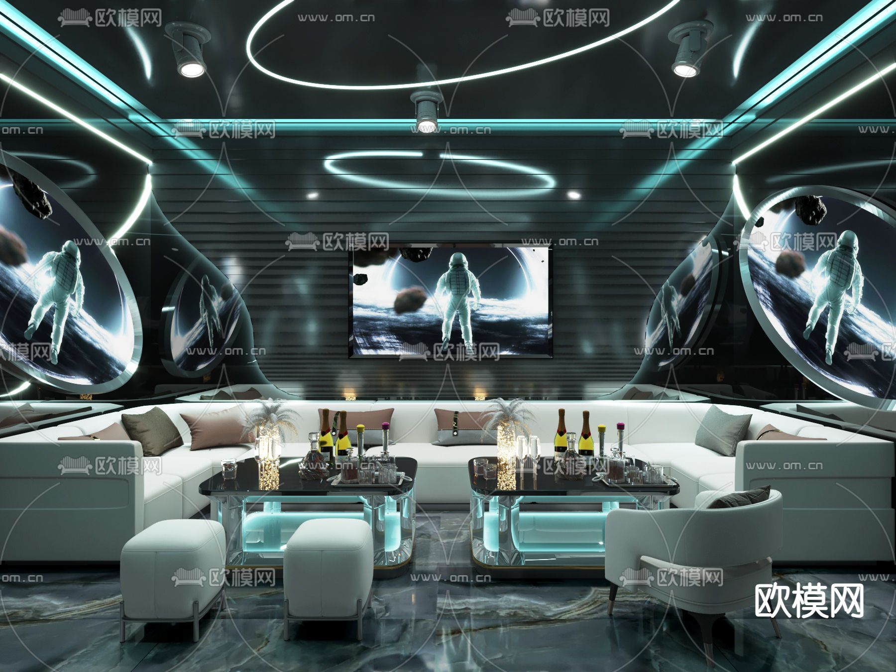现代KTV包房 酒吧3d模型下载