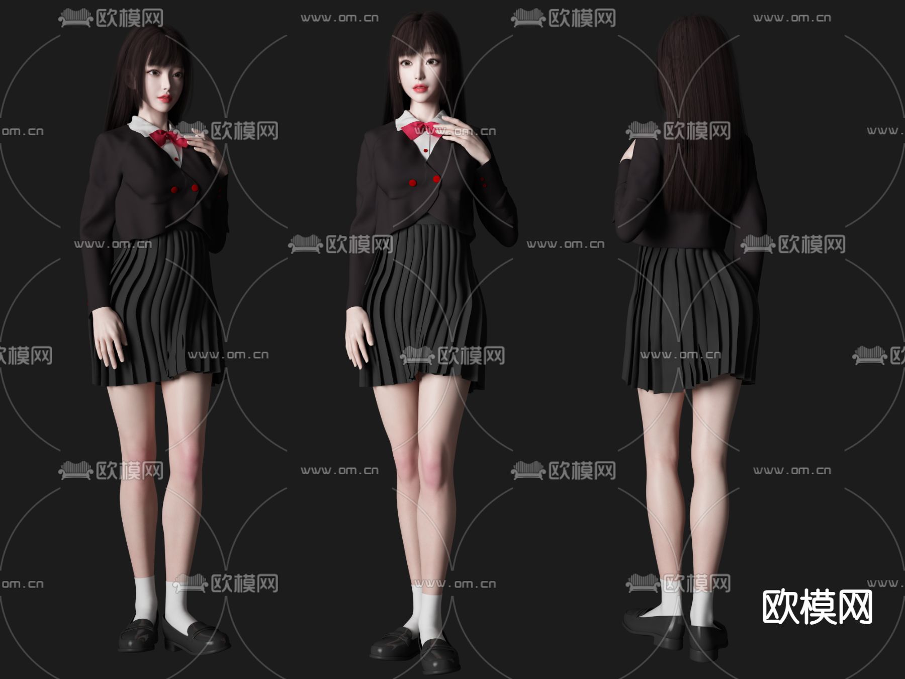 jk美女人物 女生su模型下载（渲染图2）